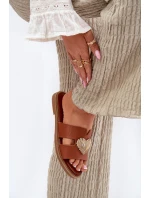 Dámské sandály na plochém podpatku se zlatou ozdobou model 21697080 - EVENTO Dámské sandály na plochém podpatku se zlatou ozdobou model 21697080 - EVENTO