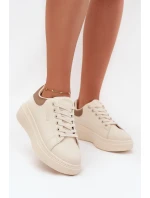Sneakersy Damskie Na Platformie Big Star SS274246 Jasnobeżowe Sneakersy Damskie Na Platformie Big Star SS274246 Jasnobeżowe