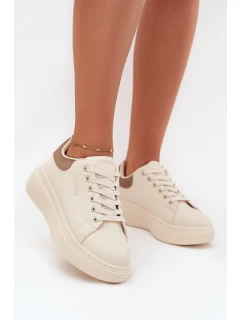 Sneakersy Damskie Na Platformie Big Star SS274246 Jasnobeżowe