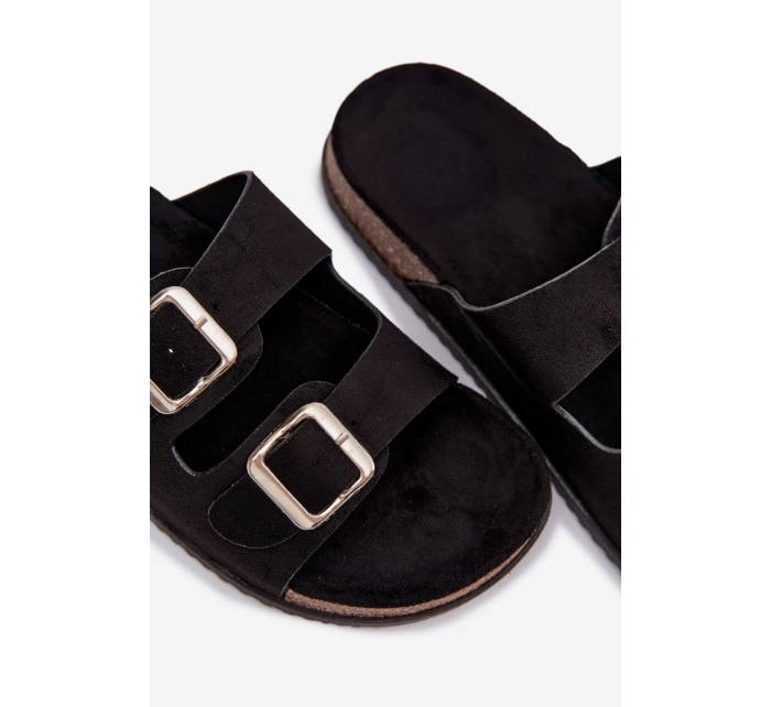 Dámské pantofle s přezkami Černé Oliena