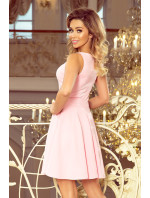 Spoločenské šaty luxusné s kolovou sukňou krátke ružové - Ružová / XL - Morimia