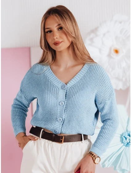 dámský oversize žebrovaný modrý Dstreet model 21986107 - FashionStreet