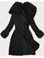 Way Mode prešívaná zimná bunda s kožušinou čierno-čierna (WD202308)