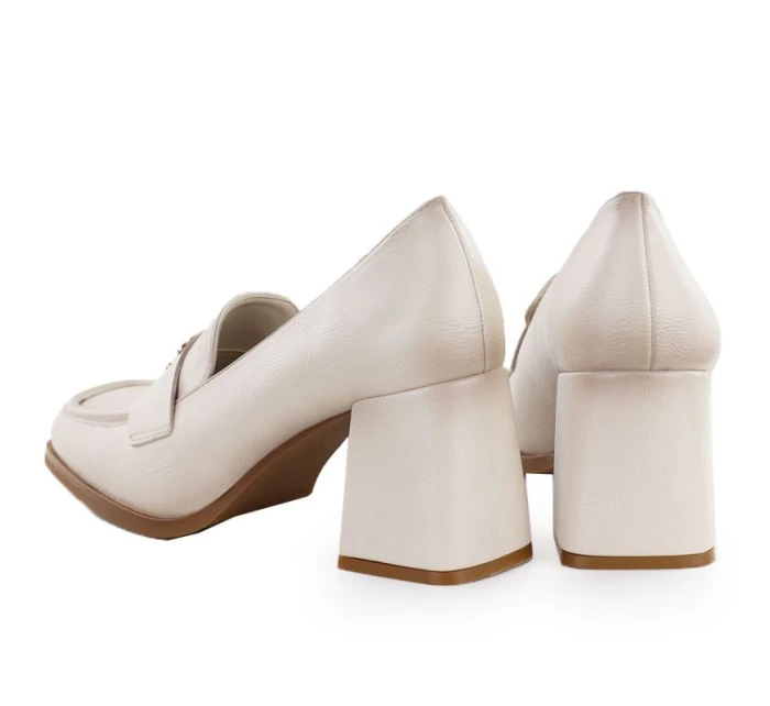 Dámske mokasíny na podpätku béžové Potocki SZ12783