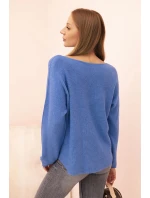 Dámsky viskózový sveter s výstrihom do V tmavý denim Dámsky viskózový sveter s výstrihom do V tmavý denim