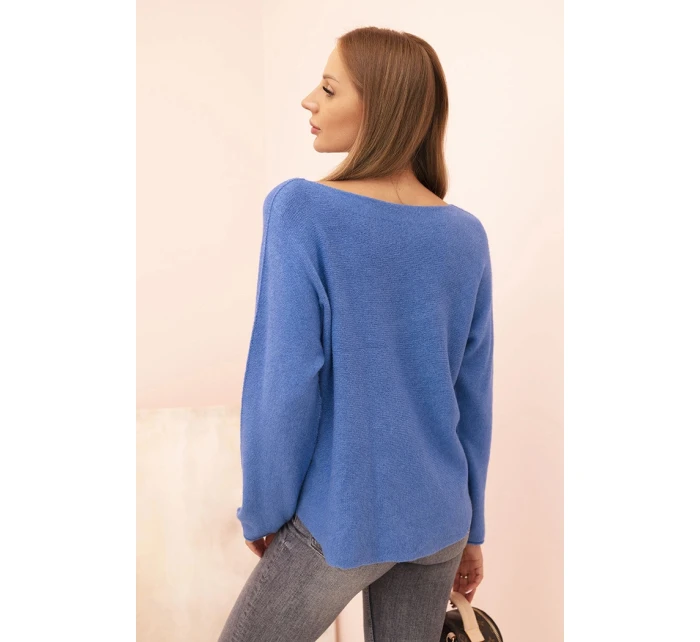 Dámsky viskózový sveter s výstrihom do V tmavý denim Dámsky viskózový sveter s výstrihom do V tmavý denim