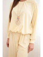 Dámska viskózna mikina a široké nohavice žltá Dámska viskózna mikina a široké nohavice žltá