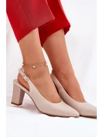 Wygodne Czółenka Na Słupku Sergio Leone SK162 Beżowe