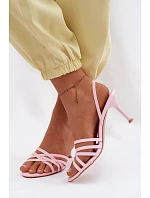 Dámské sandály na podpatku s pásky růžové Velivelle