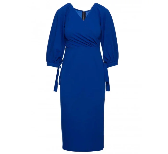 Dámské zavinovací šaty s rukávy královská modř model 21185924 - Makover Dámské zavinovací šaty s rukávy královská modř model 21185924 - Makover