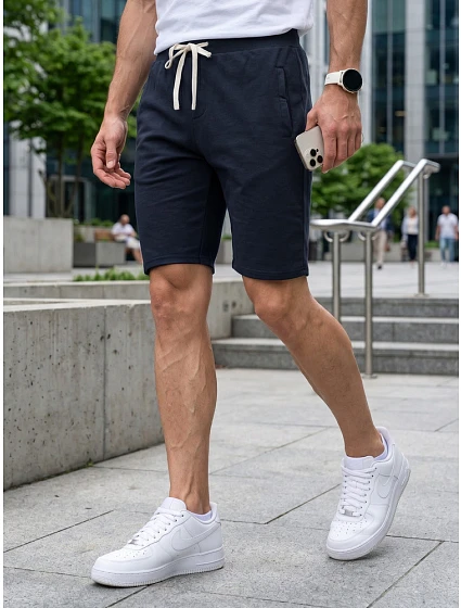 Spodenki męskie dresowe ze granatowe model 22278504 - FashionStreet Spodenki męskie dresowe ze granatowe model 22278504 - FashionStreet