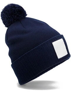 Beechfield B 338R Pletená čiapka Patch „Pompon“ 53.338R oxford navy/biela