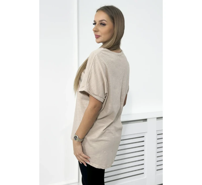 Bavlnená blúzka s vreckami béžová Bavlnená blúzka s vreckami béžová