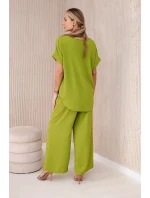Súprava s náhrdelníkom blúzka + nohavice kiwi