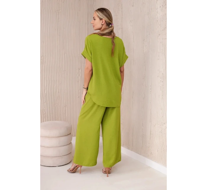 Súprava s náhrdelníkom blúzka + nohavice kiwi