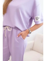 Dámsky viskózový set s krátkym rukávom a nohavicami svetlo fialový