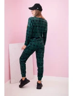 Dámská souprava z veluru s model 21149311 zelená + černá - K-Fashion