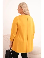 Dámska bavlnená blúzka s asymetrickými rukávmi v horčicovej farbe