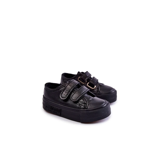 Dětské kožené tenisky na suchý zip BIG STAR model 21594872 Černá - Big Star Shoes