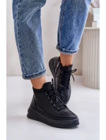 Lehké Kožené Sportovní Boty Na Platformě model 21673220 Černé - Artiker