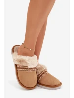 Dámské pantofle s kožešinou a výšivkou Camel Devianne Dámské pantofle s kožešinou a výšivkou Camel Devianne