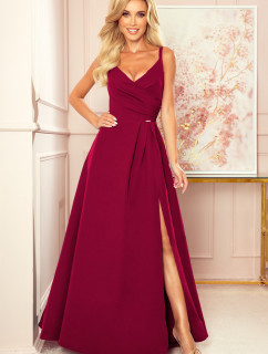 CHIARA - Elegantné dámske maxi šaty vo vínovej bordovej farbe na ramienkach 299-5