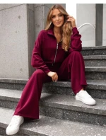 Komplet damski spodnie i bluza ze bordowy model 21470450 - Moon