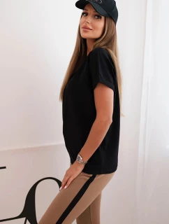 Dámska bavlnená súprava s tričkom a legínami s čiernym pásom