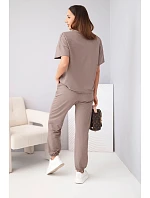 Dámský bavlněný komplet, halenka s krátkým rukávem a teplákové kalhoty fango