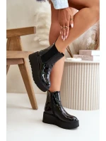 dámské kotníkové boty na platformě a černé model 21667292 - Boto