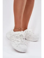 Sneakersy Damskie Z Podwójnym Sznurowaniem Białe Onivetta