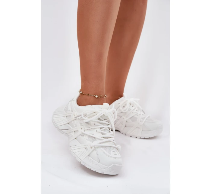 Sneakersy Damskie Z Podwójnym Sznurowaniem Białe Onivetta