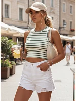 Dámsky bavlnený pruhovaný top STELLA MAE biely FashionStreet RY2271