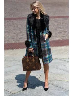 Dámský vícebarevný kabát z tkaniny model 15875306 - Ann Gissy Dámský vícebarevný kabát z tkaniny model 15875306 - Ann Gissy