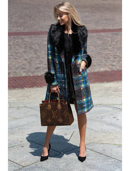 Dámský vícebarevný kabát z tkaniny model 15875306 - Ann Gissy Dámský vícebarevný kabát z tkaniny model 15875306 - Ann Gissy