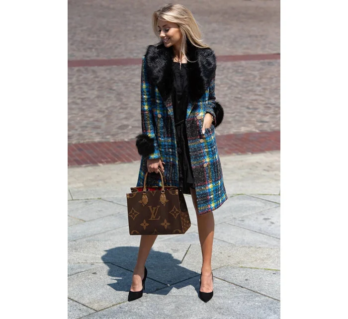 Dámský vícebarevný kabát z tkaniny model 15875306 - Ann Gissy Dámský vícebarevný kabát z tkaniny model 15875306 - Ann Gissy