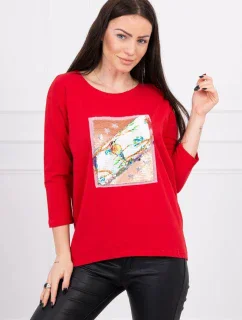 Halenka s 3D grafikou model 18744086 červená - K-Fashion