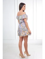 Zelené květinové šaty s otevřenými rameny