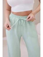 Viskózové kalhoty se širokými nohavicemi světlá máta