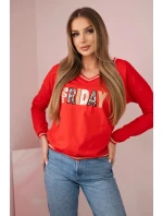 Dámska mikina s červeným flitrovým nápisom