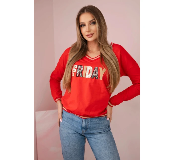 Dámska mikina s červeným flitrovým nápisom