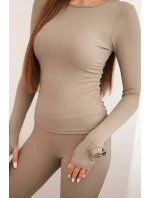 Dámska pruhovaná súprava z viskózy s dlhými rukávmi a legínami fango