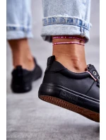 Niskie Damskie Skórzane Trampki Big Star KK274006 Czarne