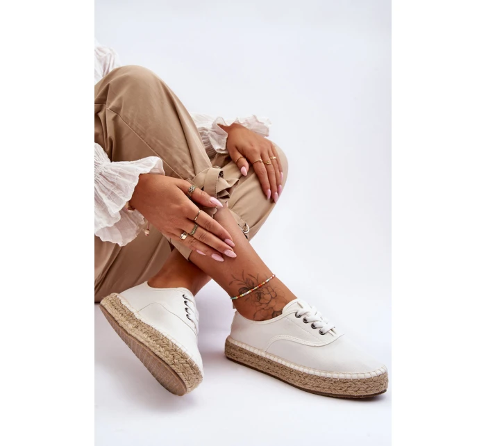 Sznurowane Trampki Espadryle Big Star LL274833 Białe Sznurowane Trampki Espadryle Big Star LL274833 Białe