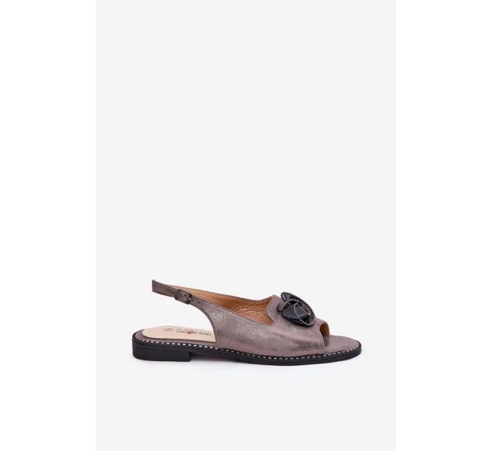 Lesklé Dámské Sandály S Ozdobou model 21691560 Šedé - S.Barski