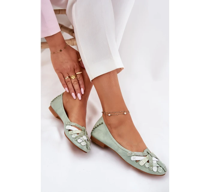Dámské Kožené Baleríny model 21693673 Mátové - Maciejka