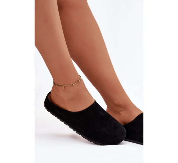 Dámské pantofle z eko semiše černé Kalvess