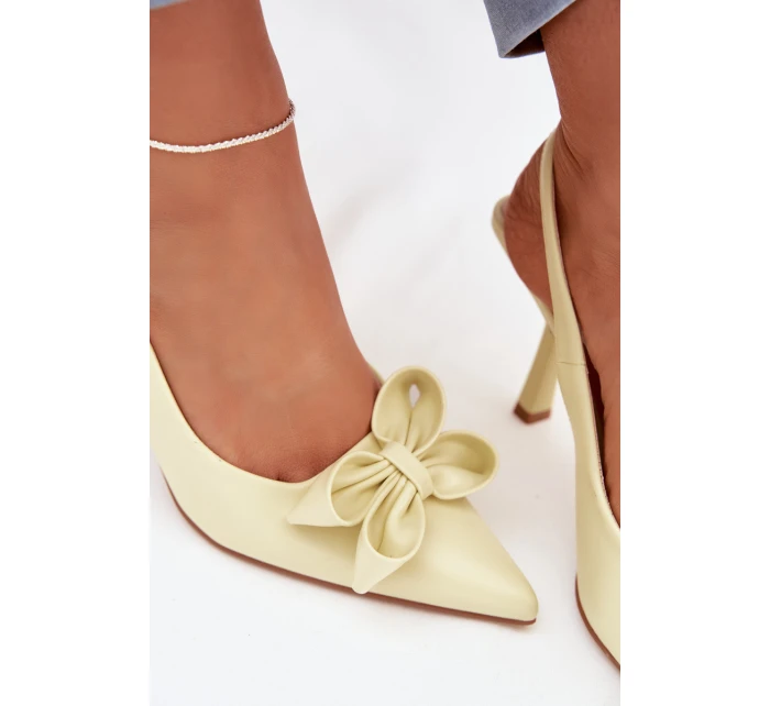 Dámské sandály na podpatku s mašlí Žluté Jonera