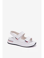 Kožené dámské sandály na platformě na suchý zip bílé model 22095050 - EVENTO