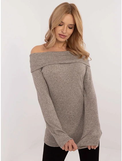 Sweter DHJ SW model 20609014 ciemny bezowy - FPrice Sweter DHJ SW model 20609014 ciemny bezowy - FPrice
